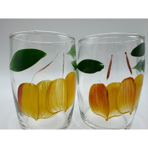 2 Bartlett Collins Gay Fad Handpainted juice glasses Peaches  3.25" - Picture 6 of 6